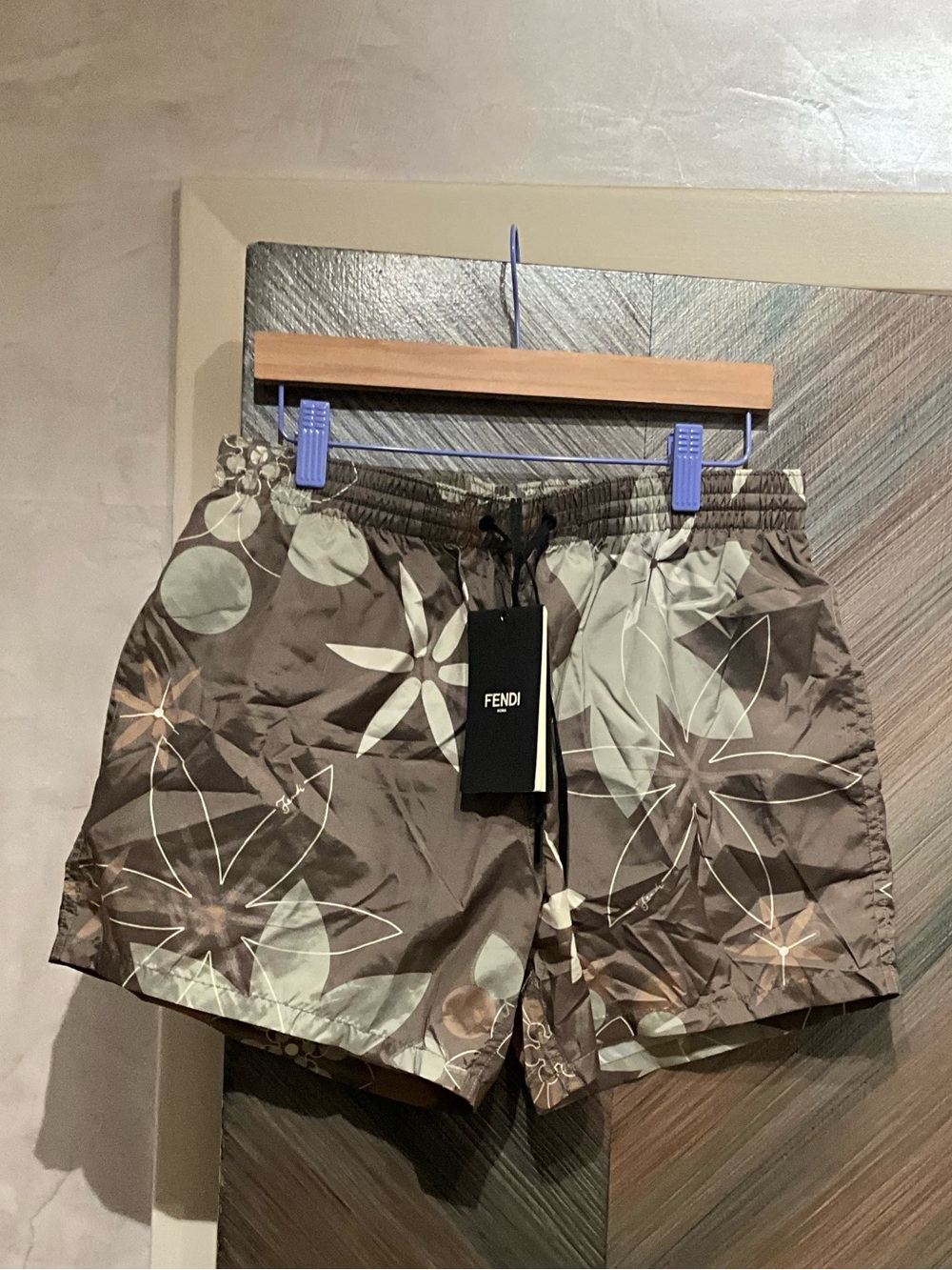 Fendi Men’s Brown Floral-Print Athletic Shorts